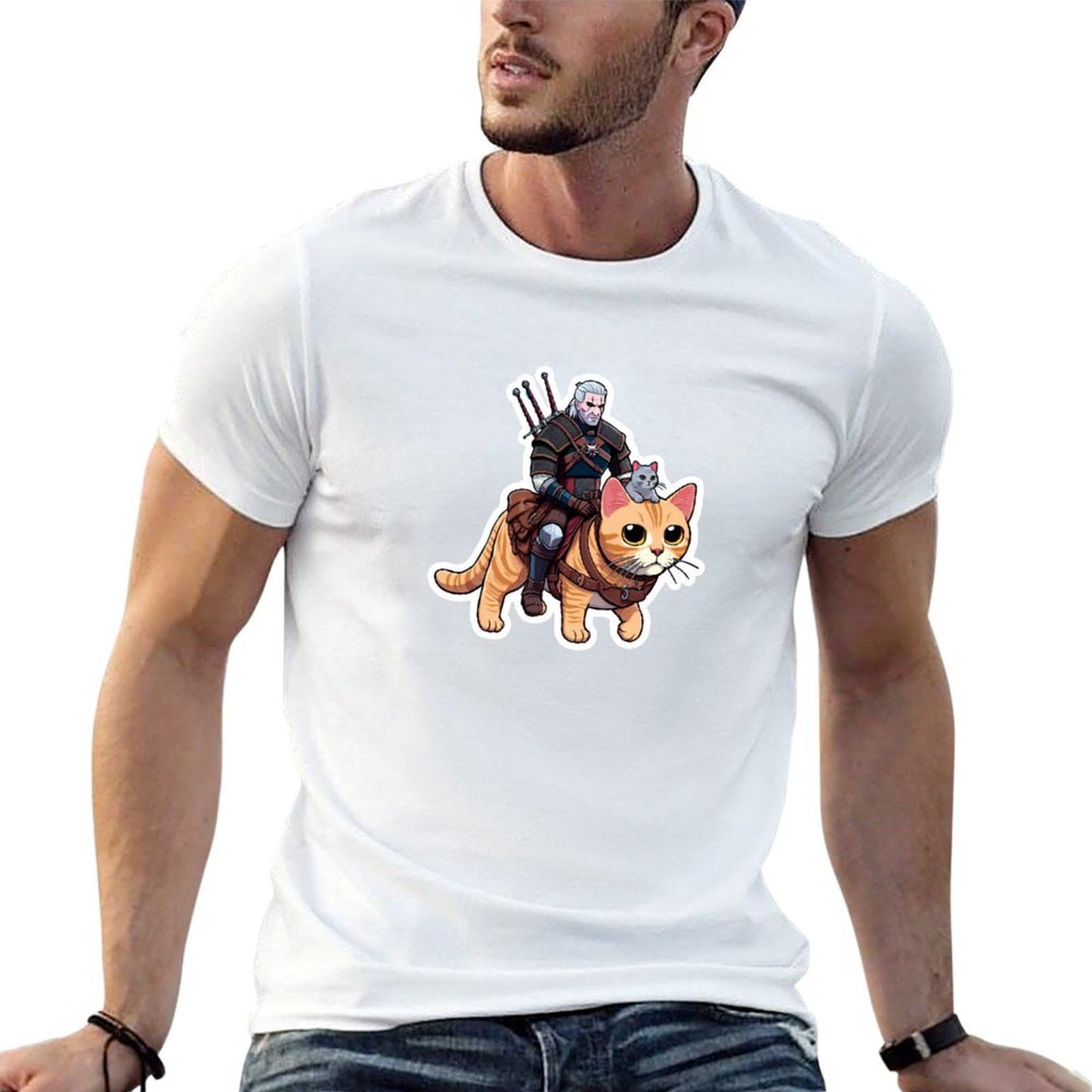 Men'S Grooming Guide - Geralt'ın Kedi Bakım Kılavuzu Tişörtü Günlük